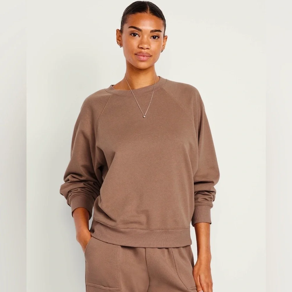 NWOT Old Navy SoComfy Oversized Raglan Crewneck Sweatshirt Driftwood Size XXL